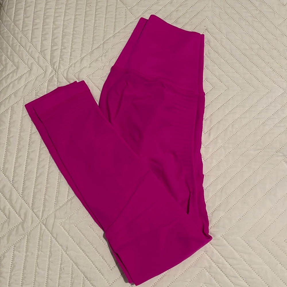 Fuchsia Moto Compression Leggings - S/M